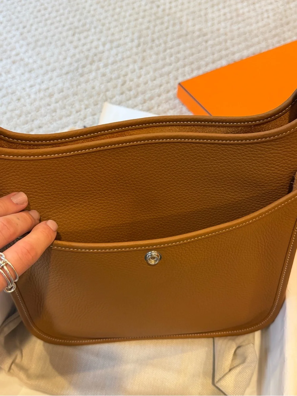 Hermès Evelyne III 29 Shoulder Bag in Gold Clemence Bull Calfskin Leather